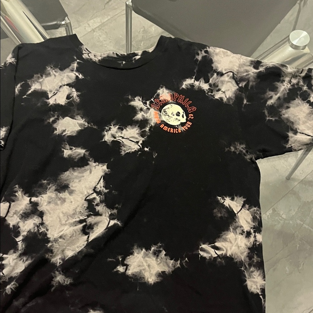 Nemophila Tour Black and White Tie-Dye Graphic T-Shirt